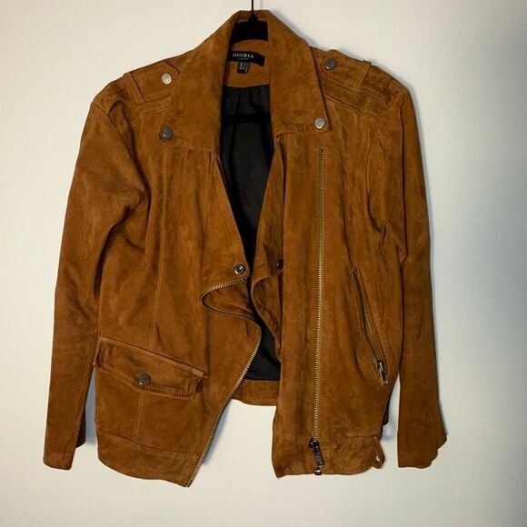 Muubaa Jackets & Blazers - Muubaa Women’s Suede Moto Jacket Size 8 – Tan Brown Asymmetrical Zip Leather Bik